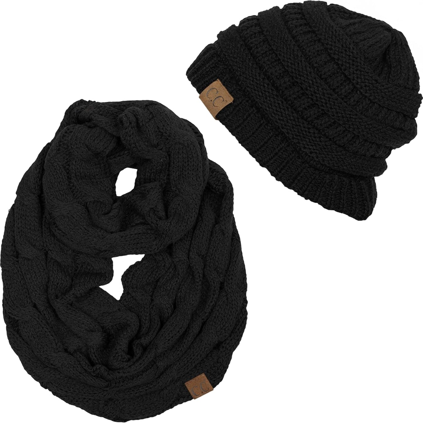Set pañuelo y gorro punto mujer