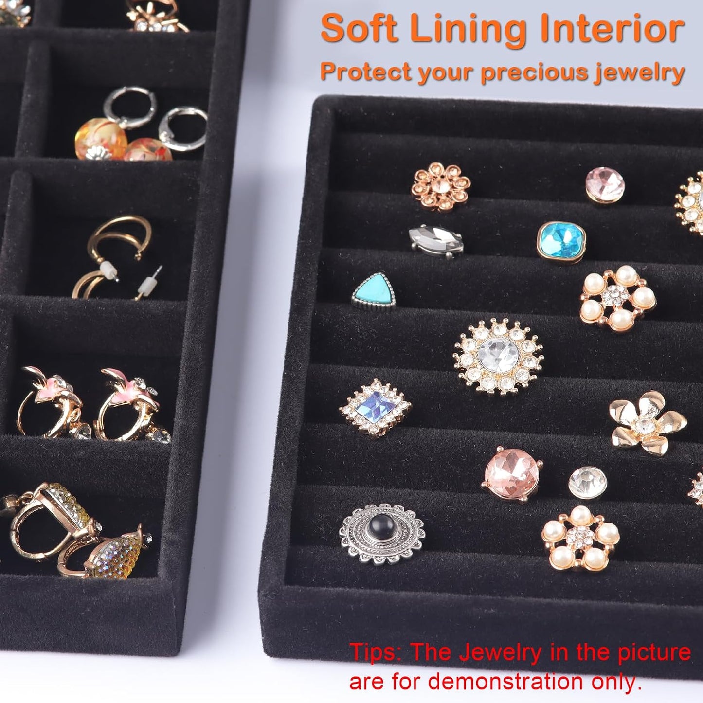 8 Pzas Organiz. cajones terciopelo soporte aretes anillos