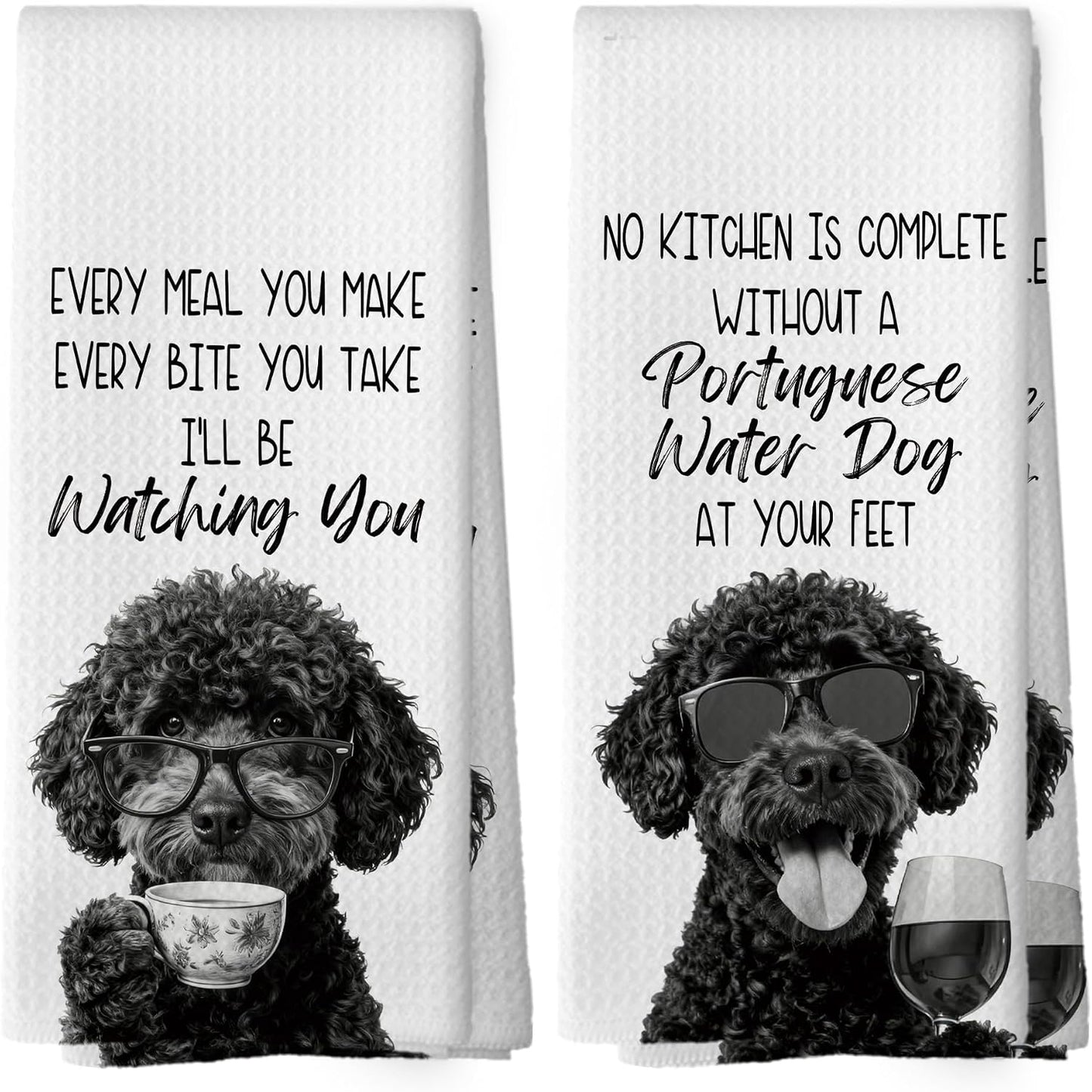 Set 2 toallas cocina perros agua portugueses regalo chef