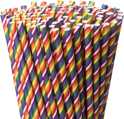 Pajitas arcoíris biodegradables paquete 200 duraderas ecológicas