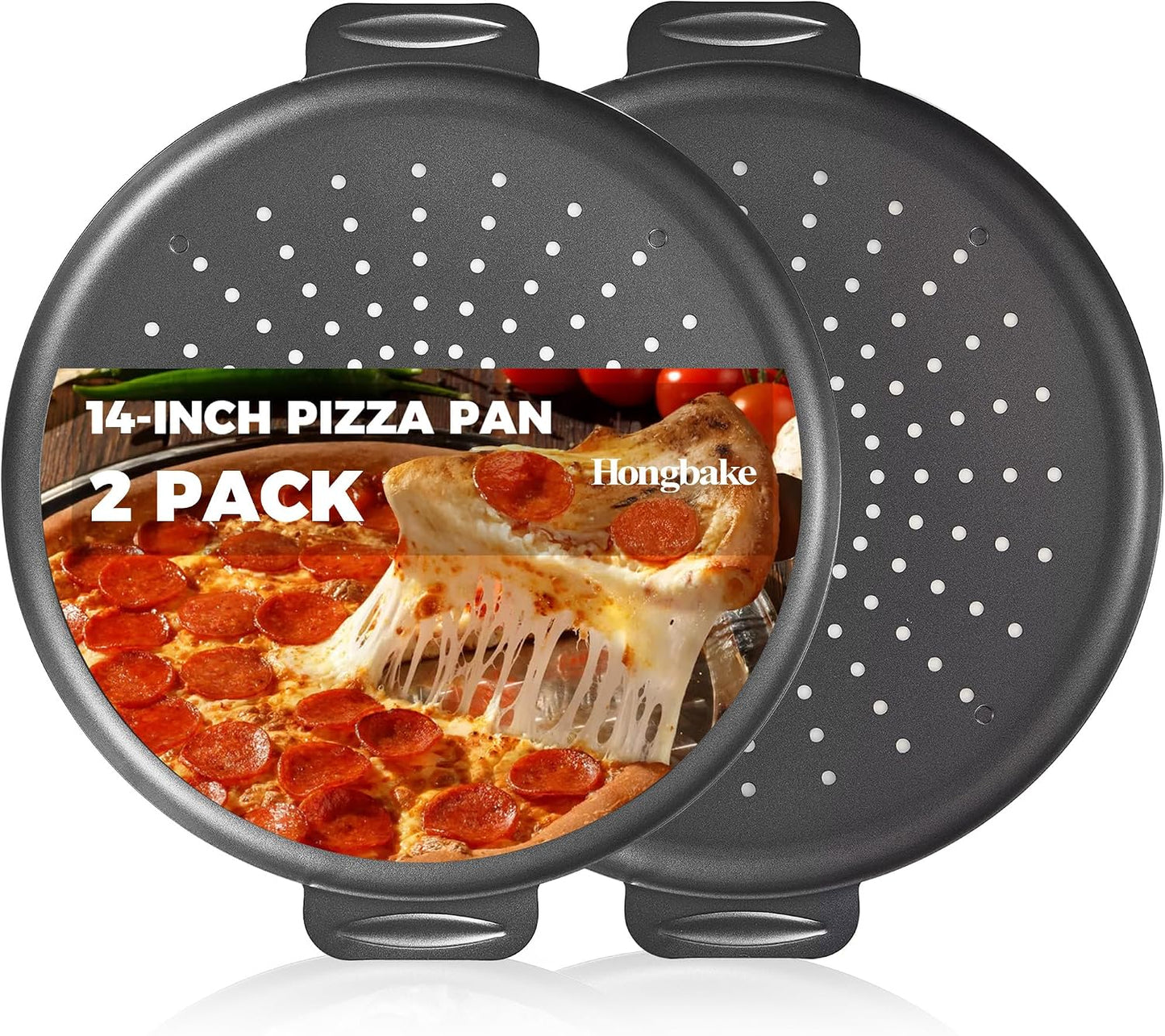 2 Pzas Sartenes Pizza 14pulg Antiadherente Acero Carbono
