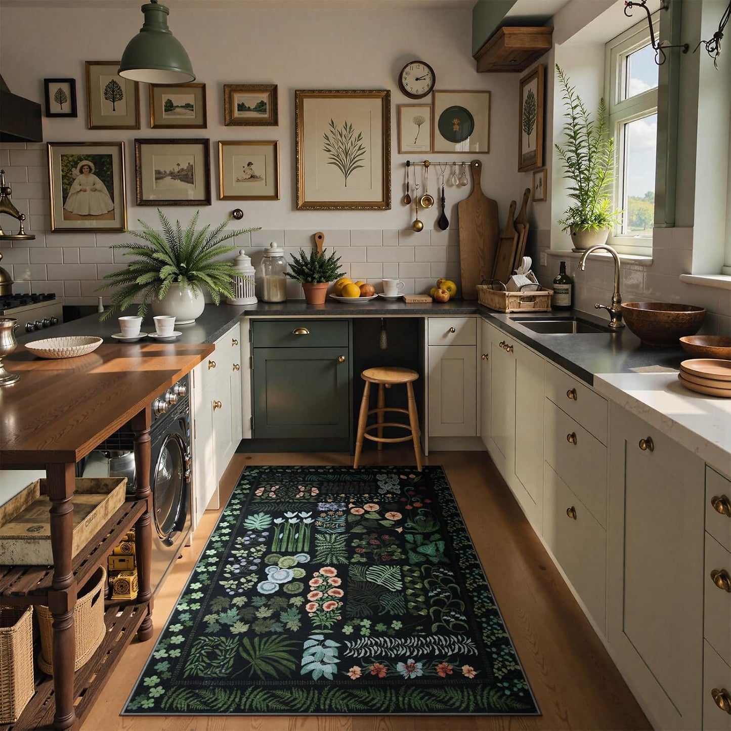 Alfombra boho 3x5" antiderrap baño cocina