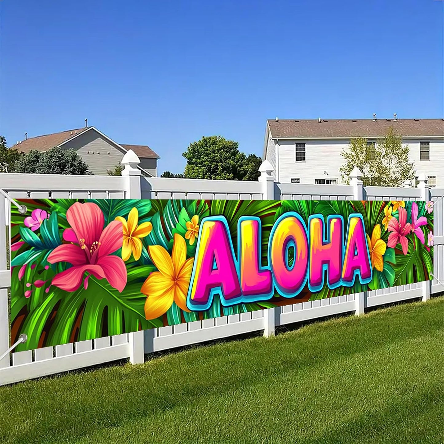Pancarta Aloha 118x20pulg Decoración Fiesta Playa Tiki Bar
