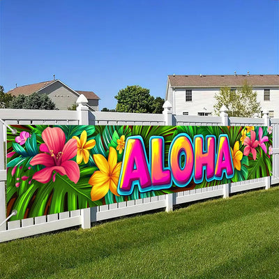 Pancarta Aloha 118x20pulg Decoración Fiesta Playa Tiki Bar