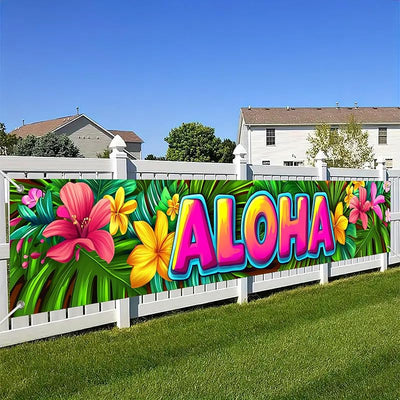 Pancarta Aloha 118x20pulg Decoración Fiesta Playa Tiki Bar