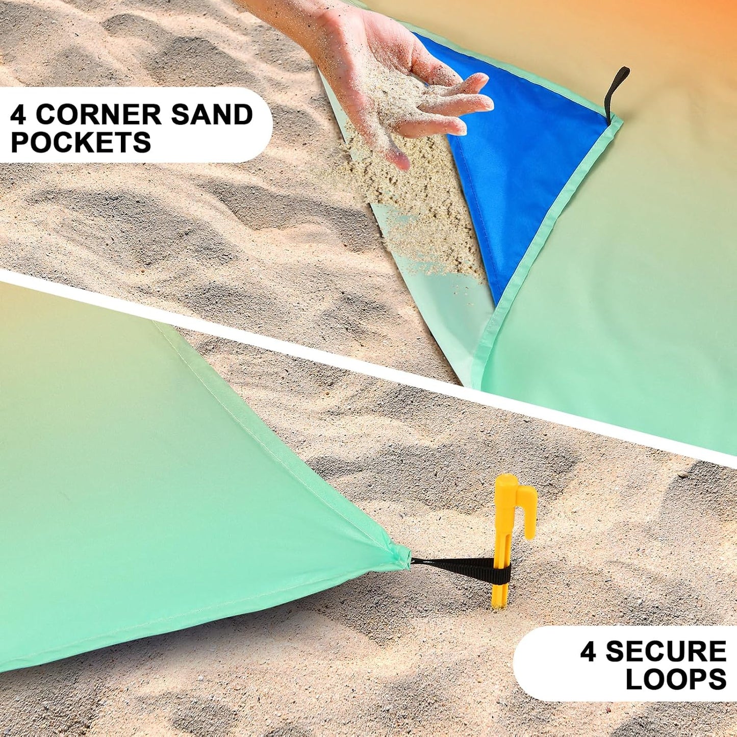 Manta playa impermeable 79x83 pulg para 2-8 adultos
