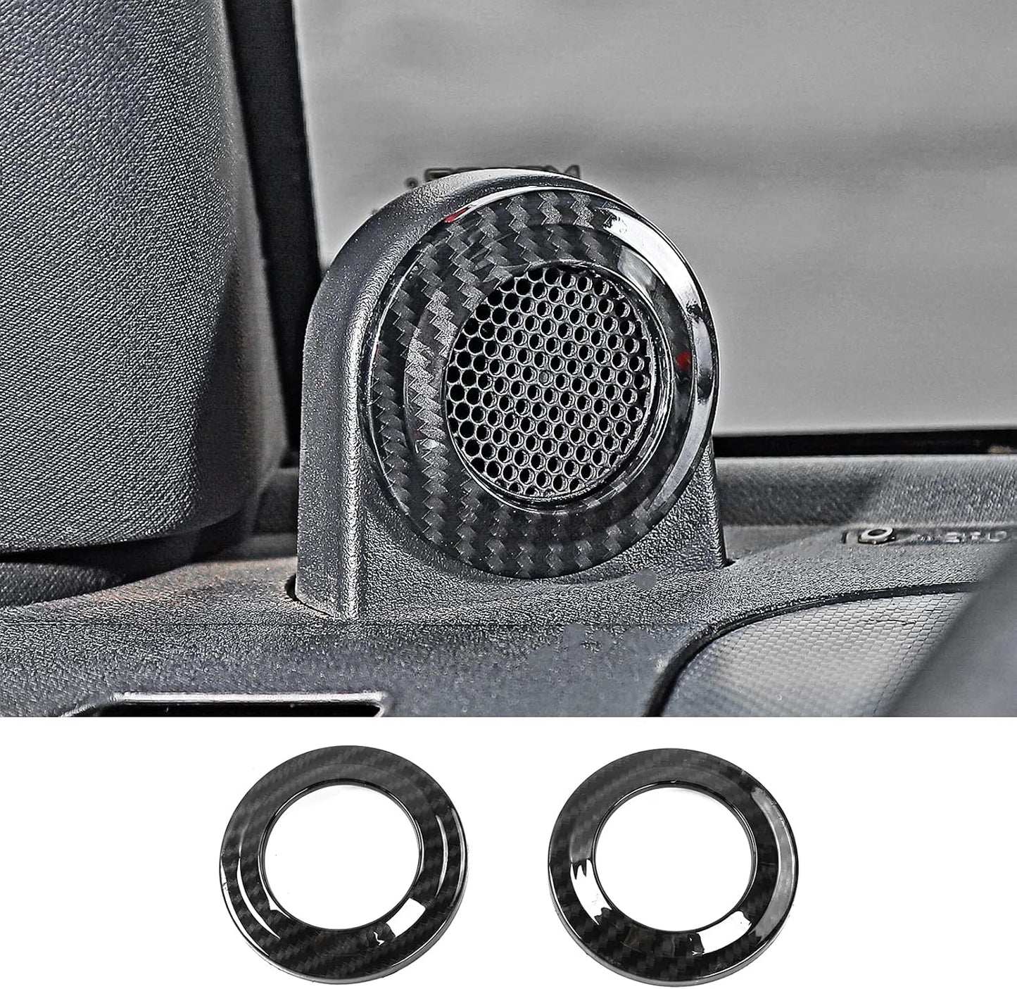 Funda decorativa altavoz pilar fibra carbono Jeep JK 07-14