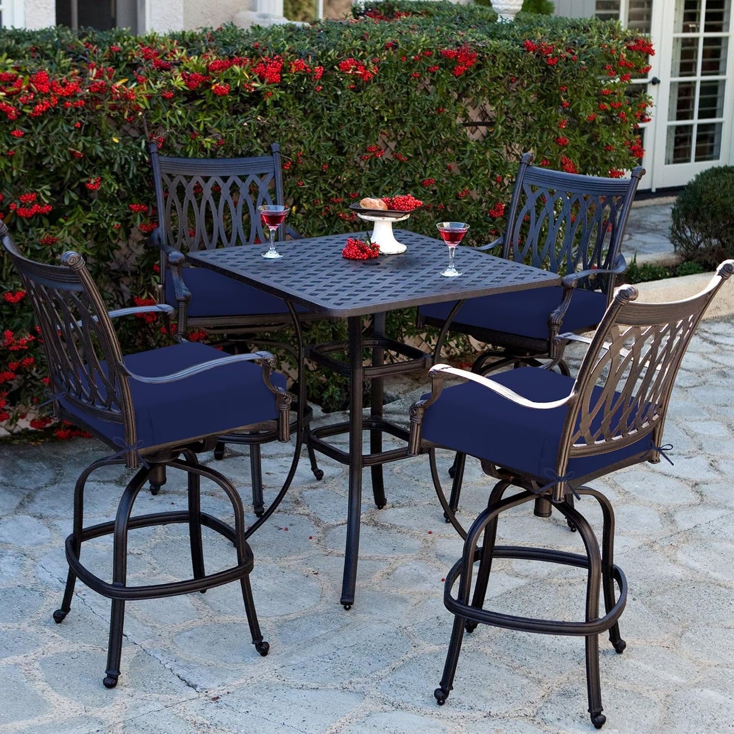 2 Cojines Silla Exterior 19x19x3" Resistentes Agua Azul