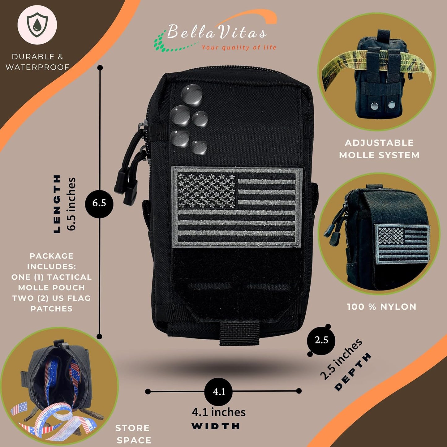 Funda táctica molle para cuaderno edc bolsa herramientas