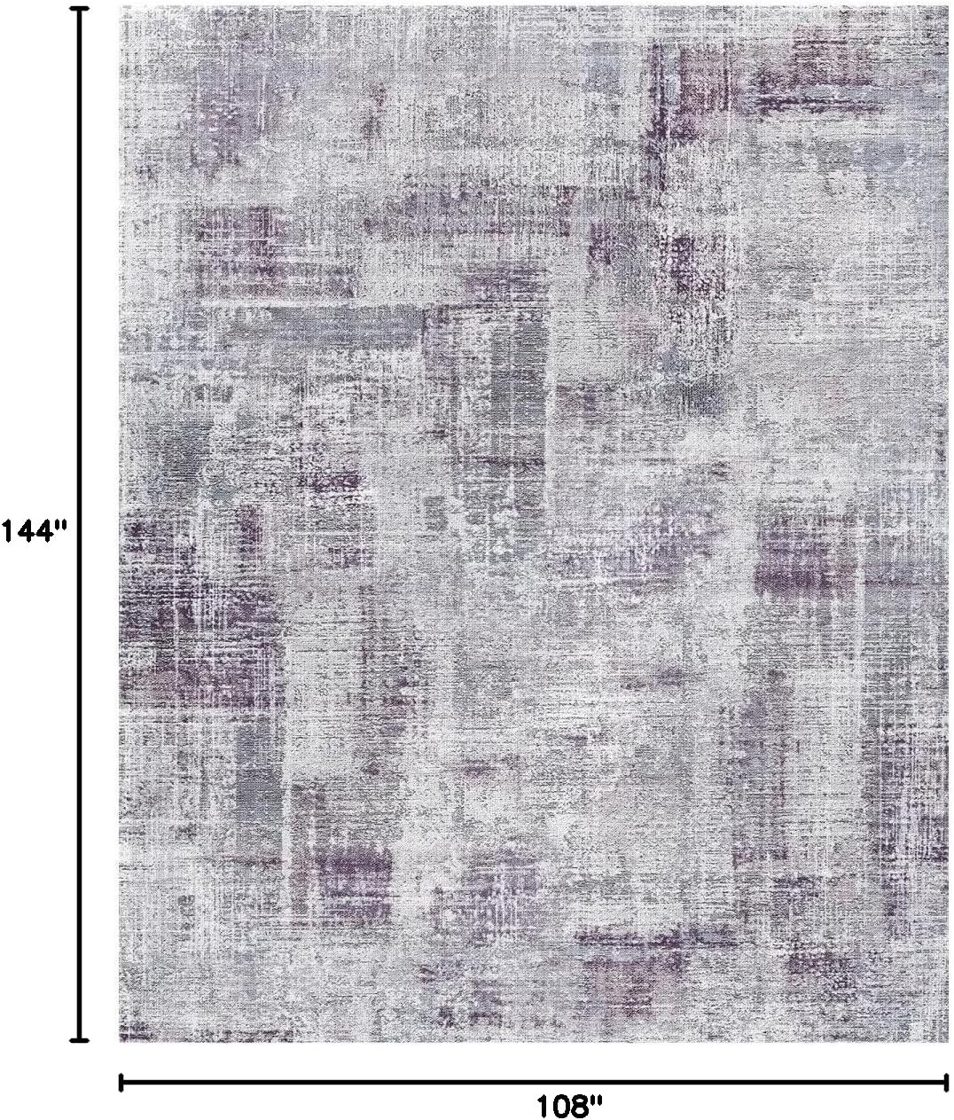 Alfombra abstracta 9x12 antiderrap púrpura y gris