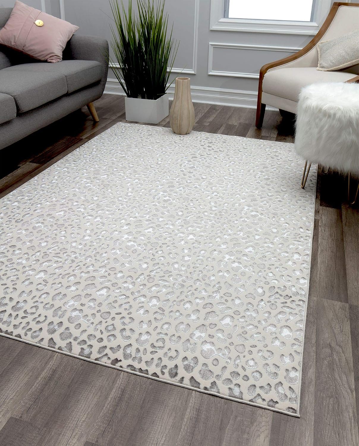 Alfombra área vintage 2'3"x8' Natura Snow Leopard