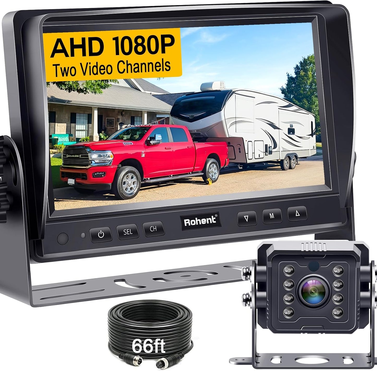 Sistema cámara respaldo RV 1080p lente gran angular IP69