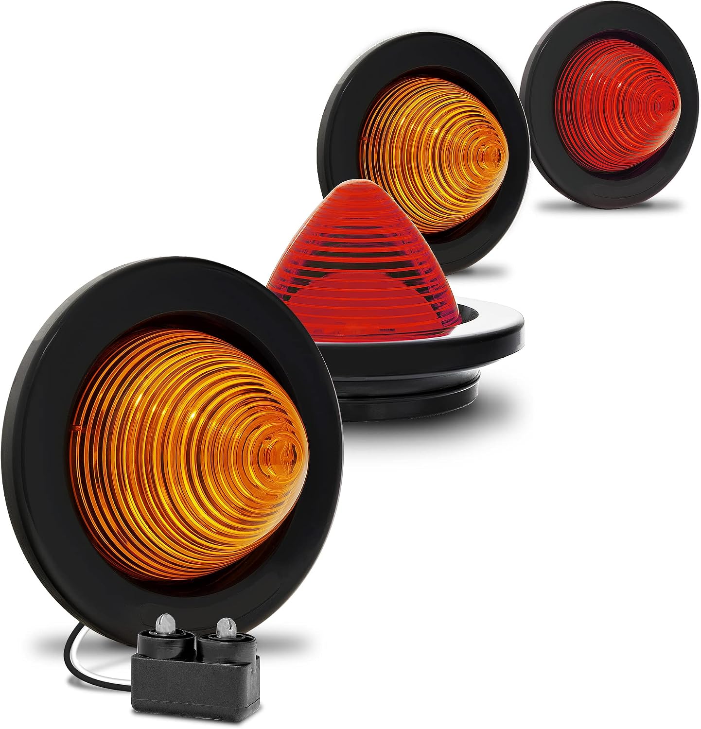 4 Luces LED Redondas 2.5pulg Ámbar/Rojo IP67 para Caravana