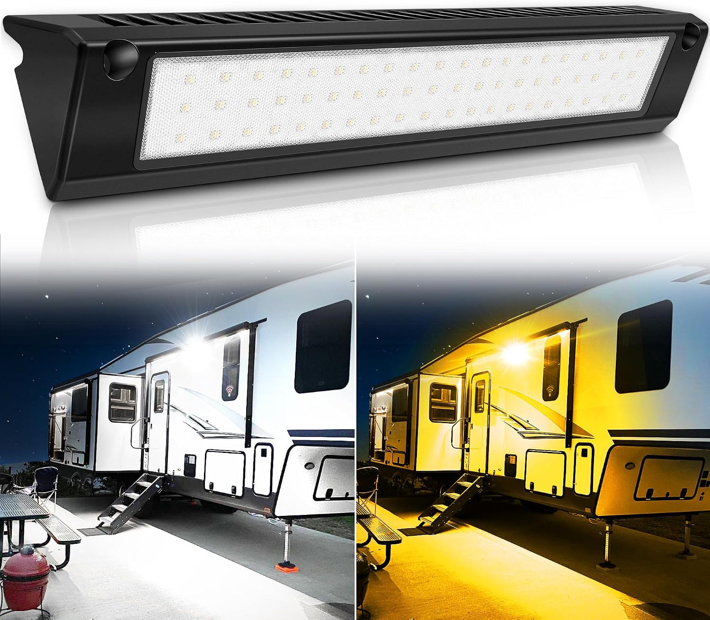 Luz LED RV exterior 10-30V 90W 6000K blanco amarillo