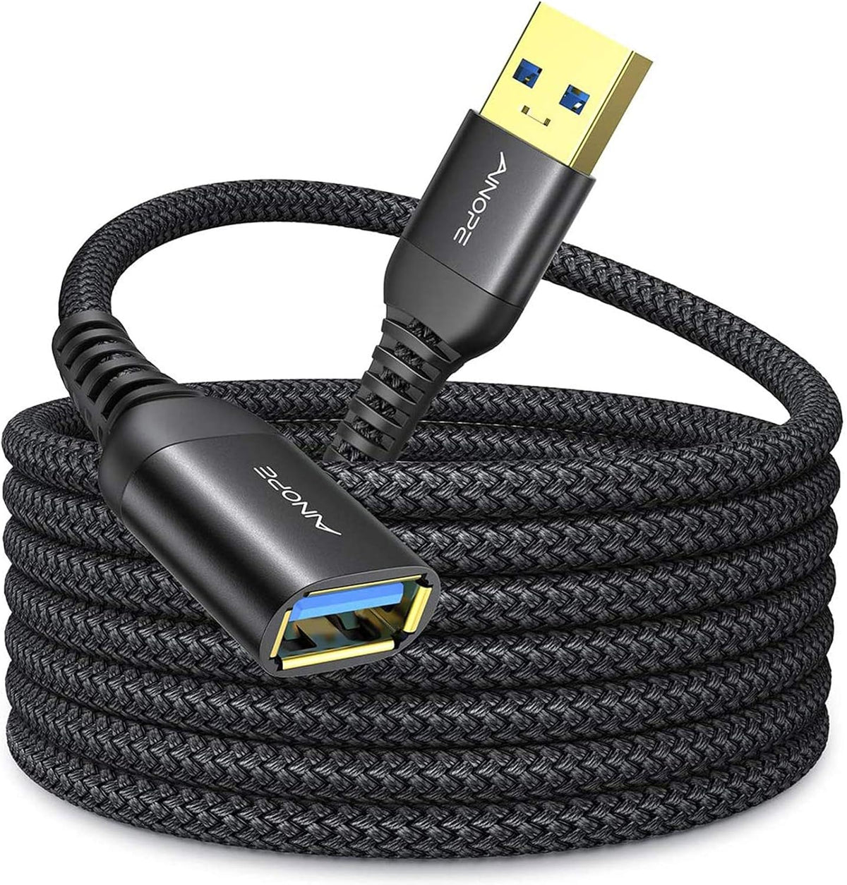 Pack 2 Cables USB 3.0 Trenzado Resistentes Tipo A Macho a Hembra