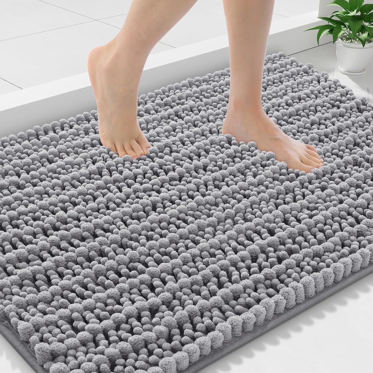 Tapete baño 36x24" chenilla suave antiderrap lavable