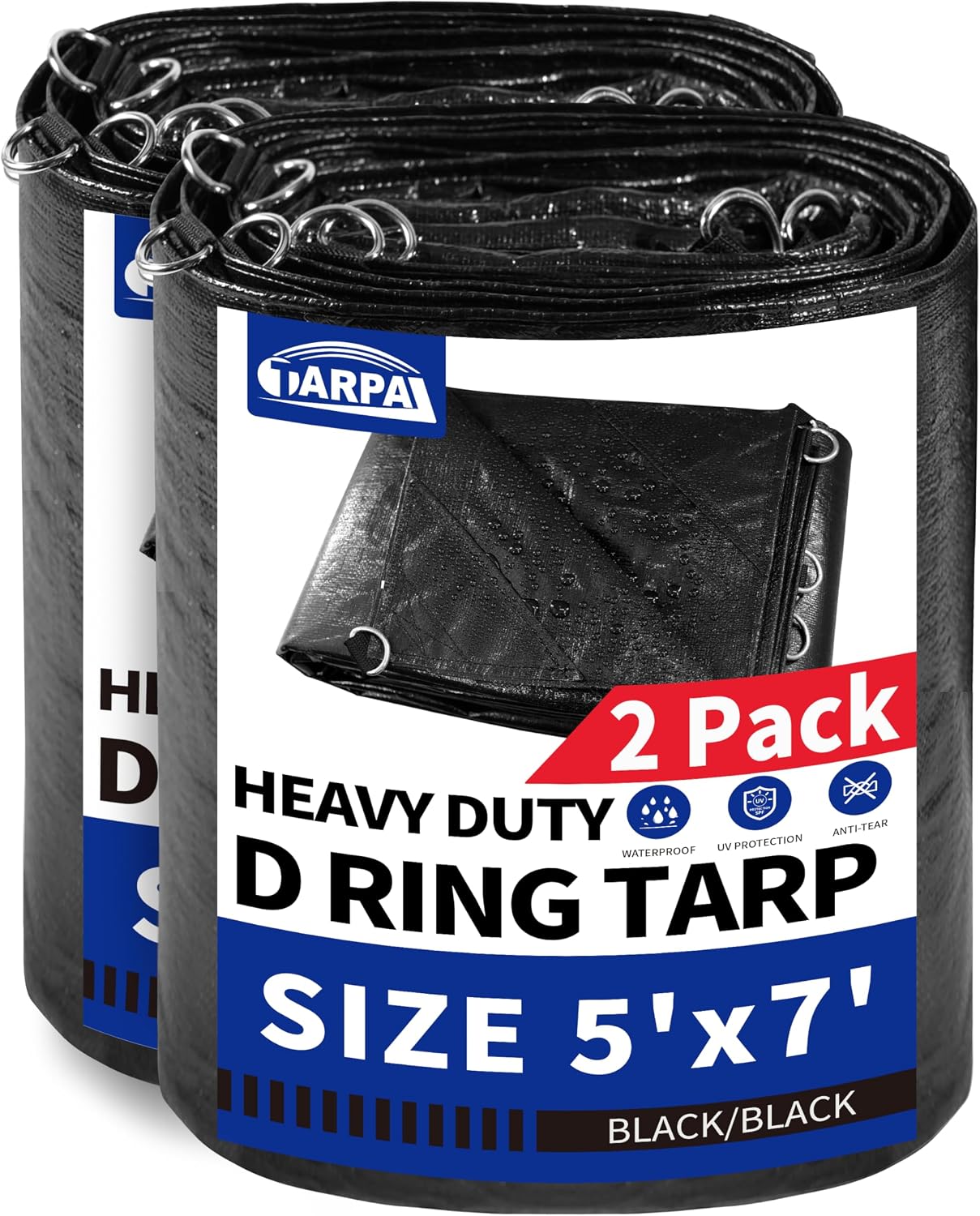 2 Lonas 5x7ft Resistentes Impermeables UV Negro
