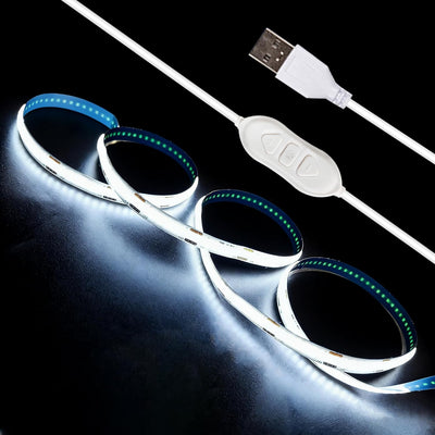 Tira LED USB 5V 6.56pies COB 3 teclas blanco flexible cocina