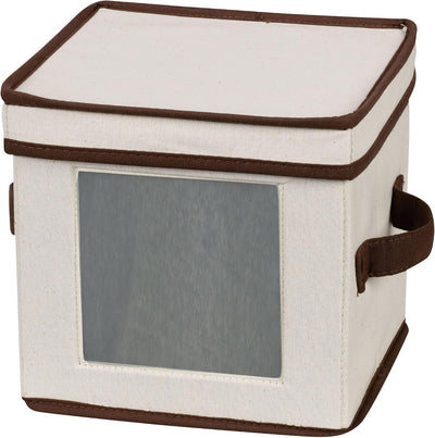 Caja almacenamiento vajilla con tapa asas lona natural