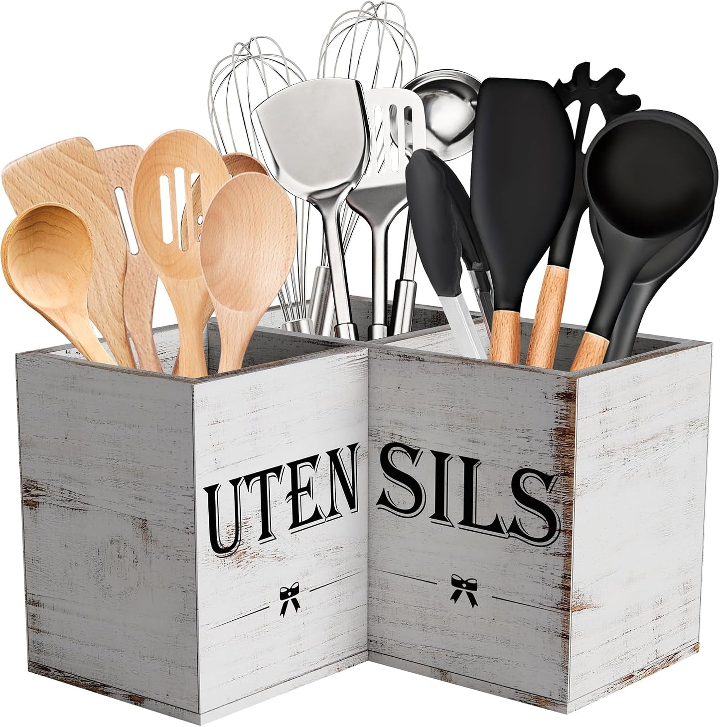 Soporte utensilios cocina 3 compartimentos madera