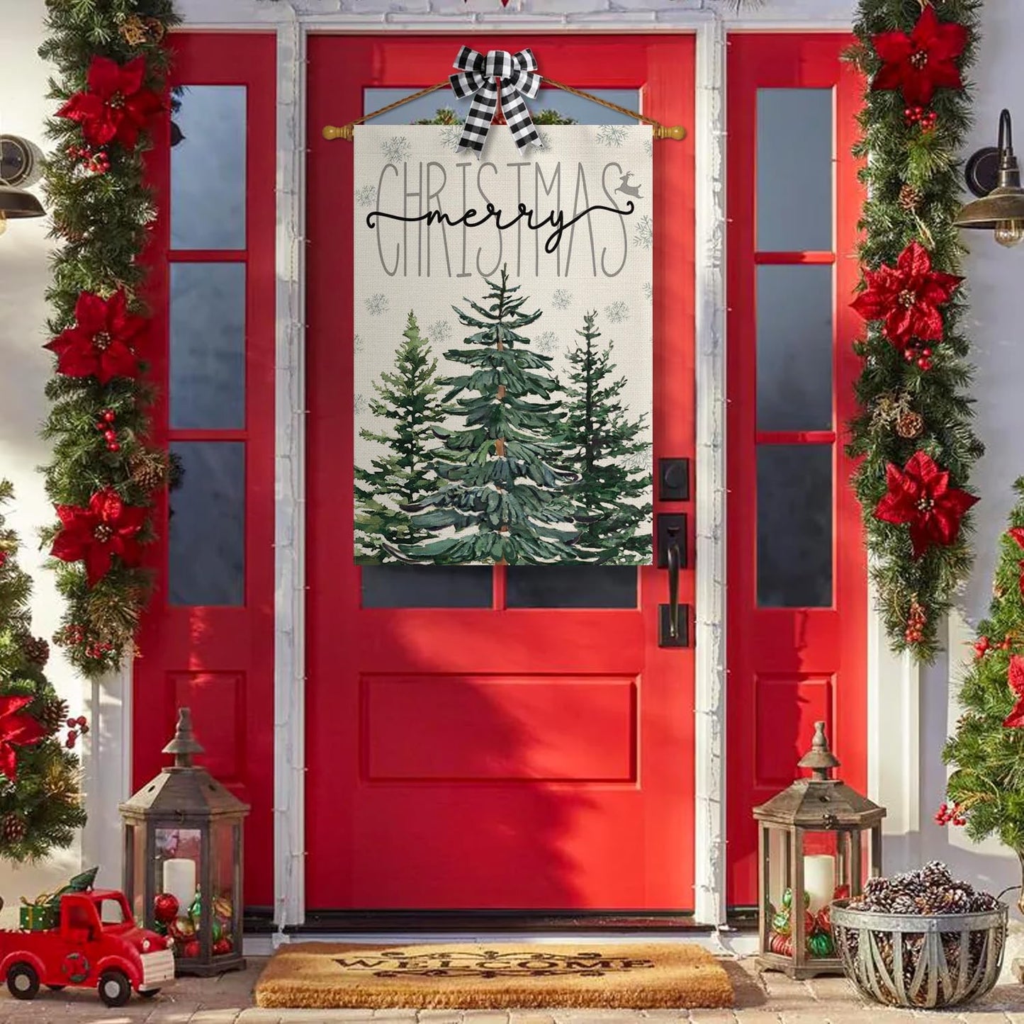 Bandera Navidad doble cara 28x40" exterior resistente