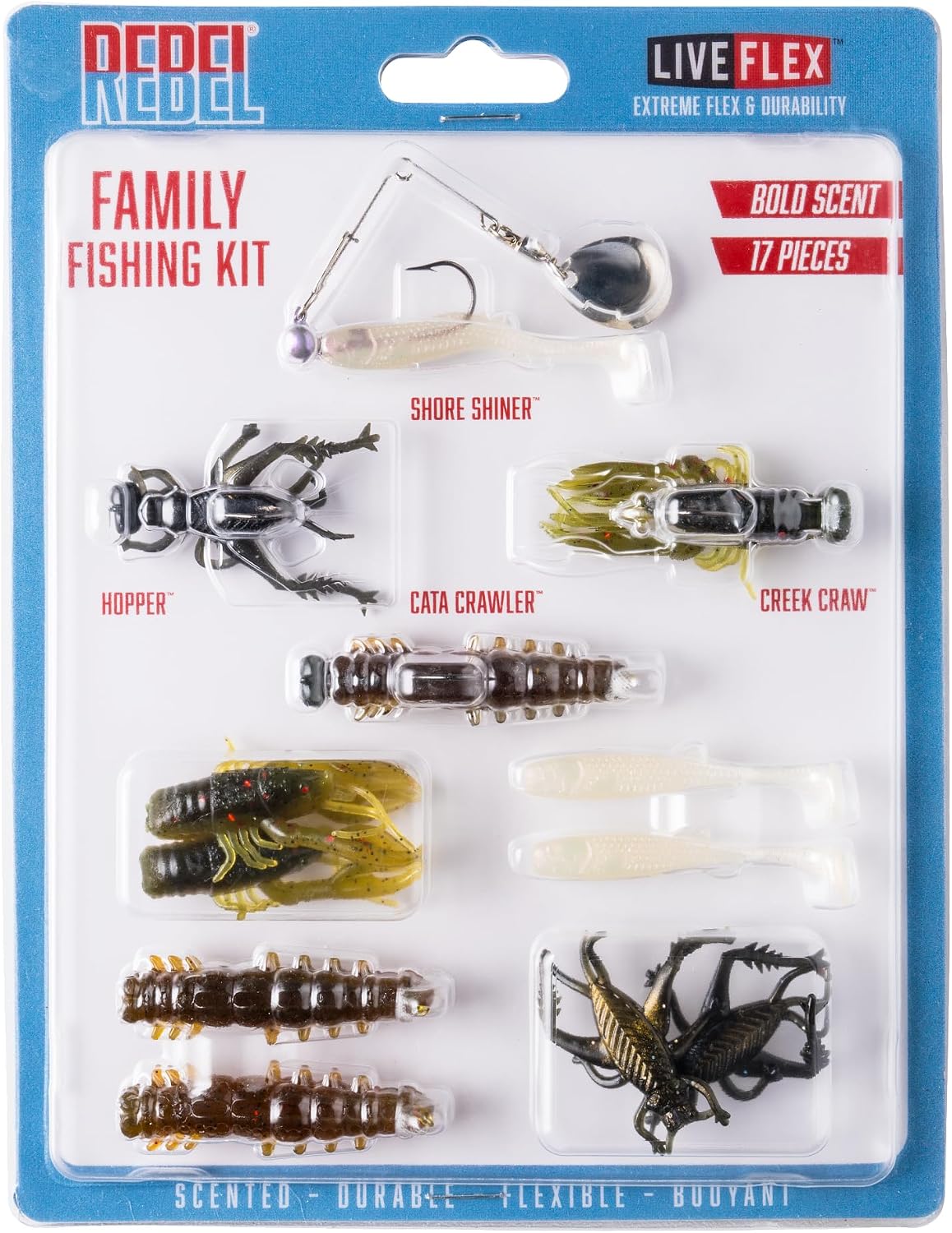 Kit pesca familiar plásticos blandos Live Flex