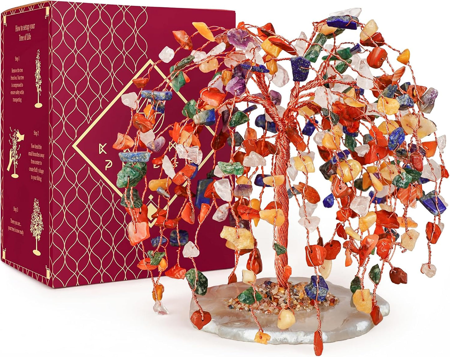 Árbol vida cristal 7 chakras bonsái Feng Shui energía positiva