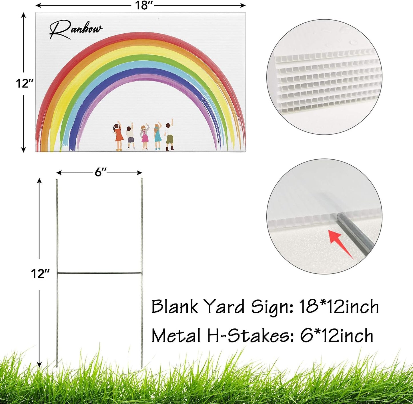 Letreros plástico blanco 18x12" para patio 2 pzas