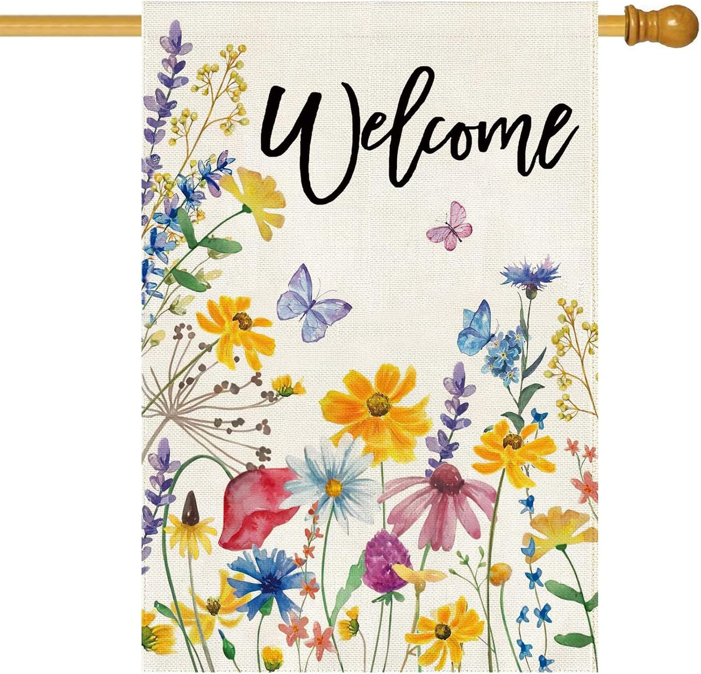 Bandera patio doble cara hojas florales 28x40pulg