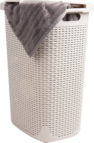 Cesta lavandería mimbre plástico 60L color marfil