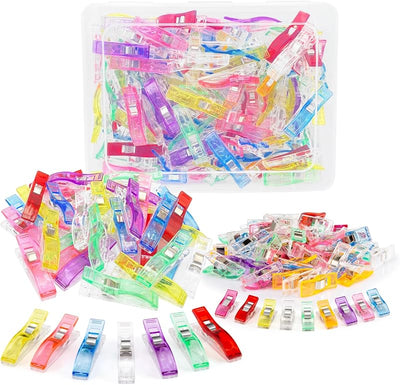 200 Clips Costura Plástico Jumbo y Pequeños