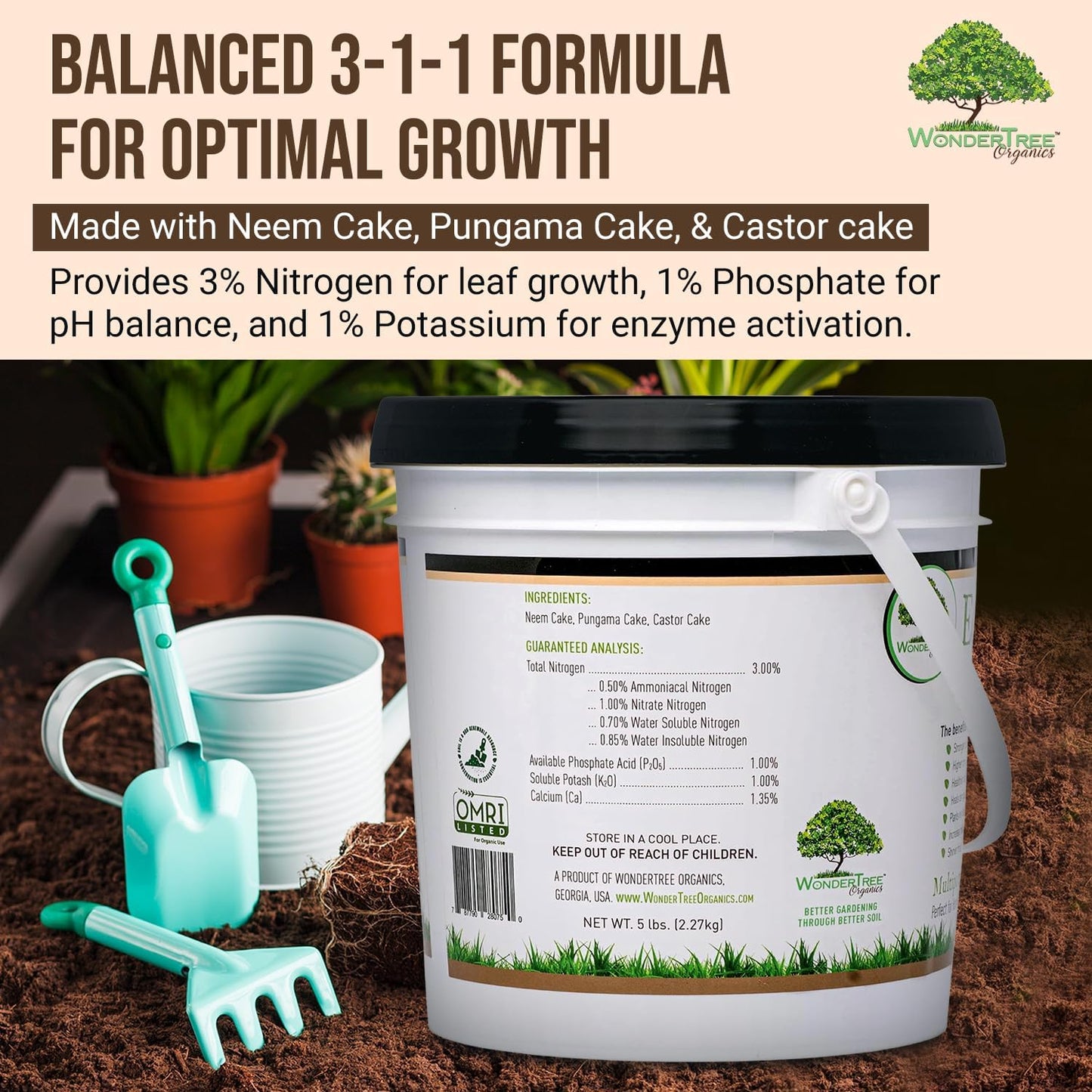 Abono Neem Cake Orgánico para Jardinería 5lb