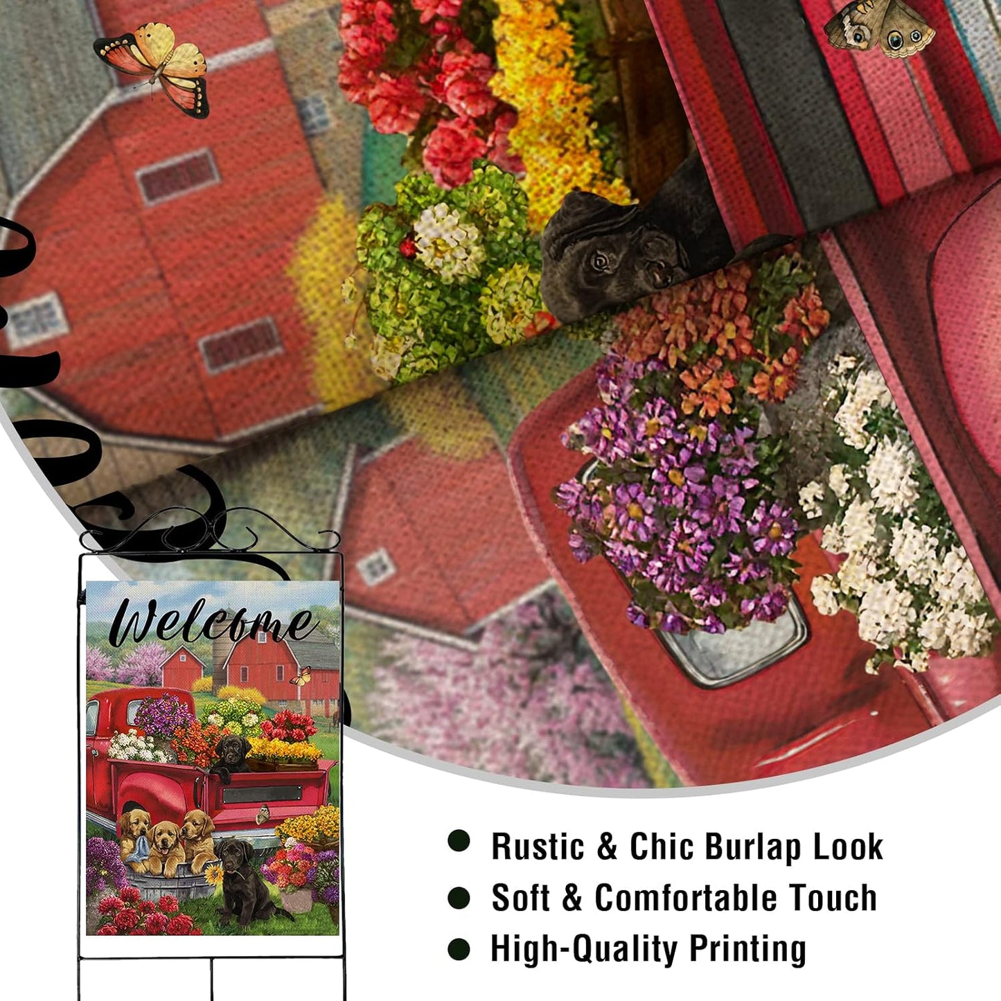 Bandera decorativa primavera verano camión rojo 28x40pulg