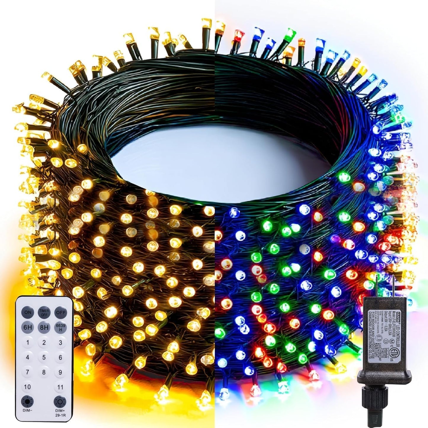 Tira luces LED Navidad 100ft 300 luces 2en1