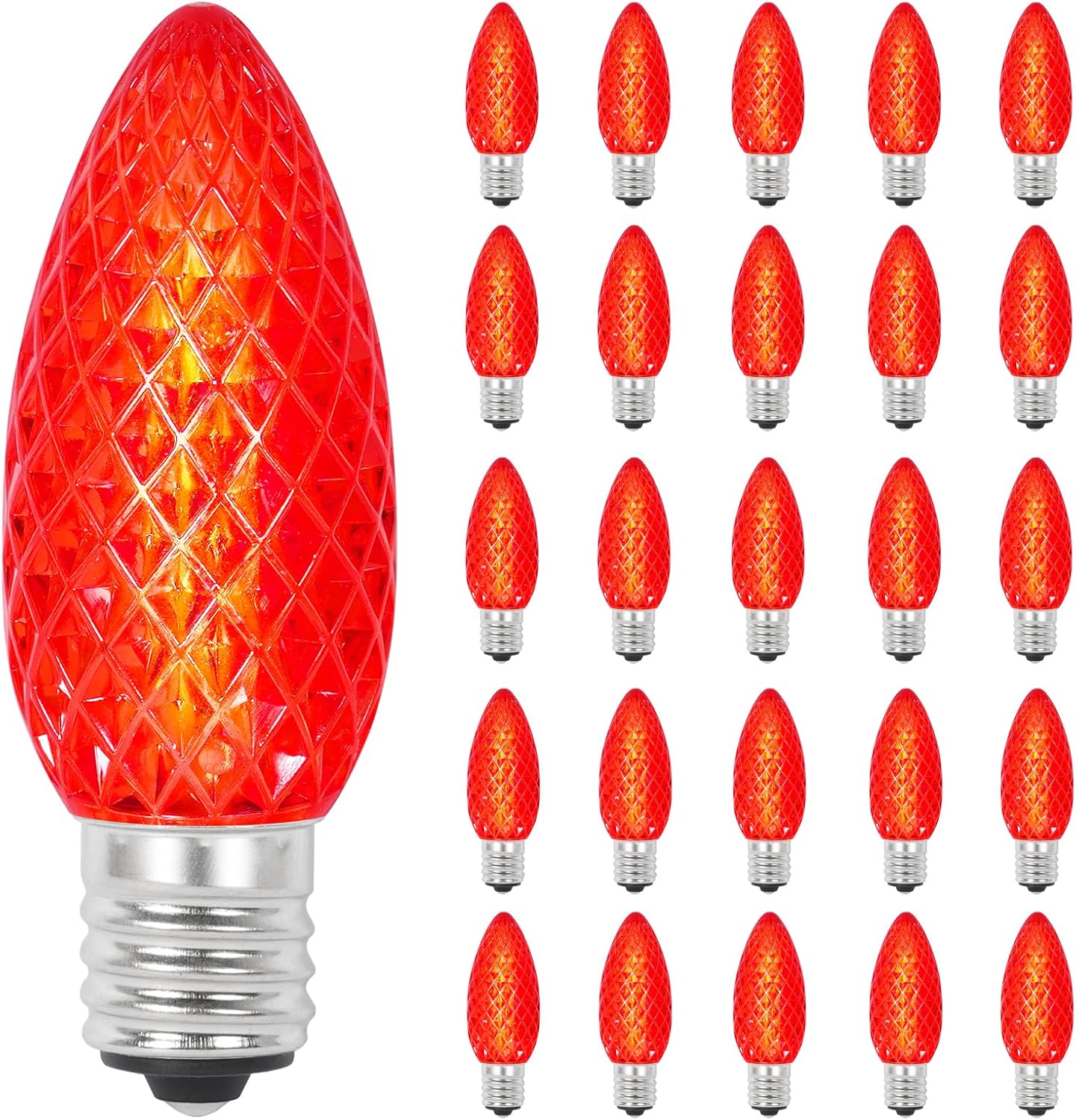25 Bombillas LED C9 Regulables Rojo para Luces Navideñas