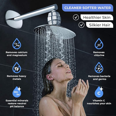 Filtro ducha 15 etapas para agua dura cloro metales