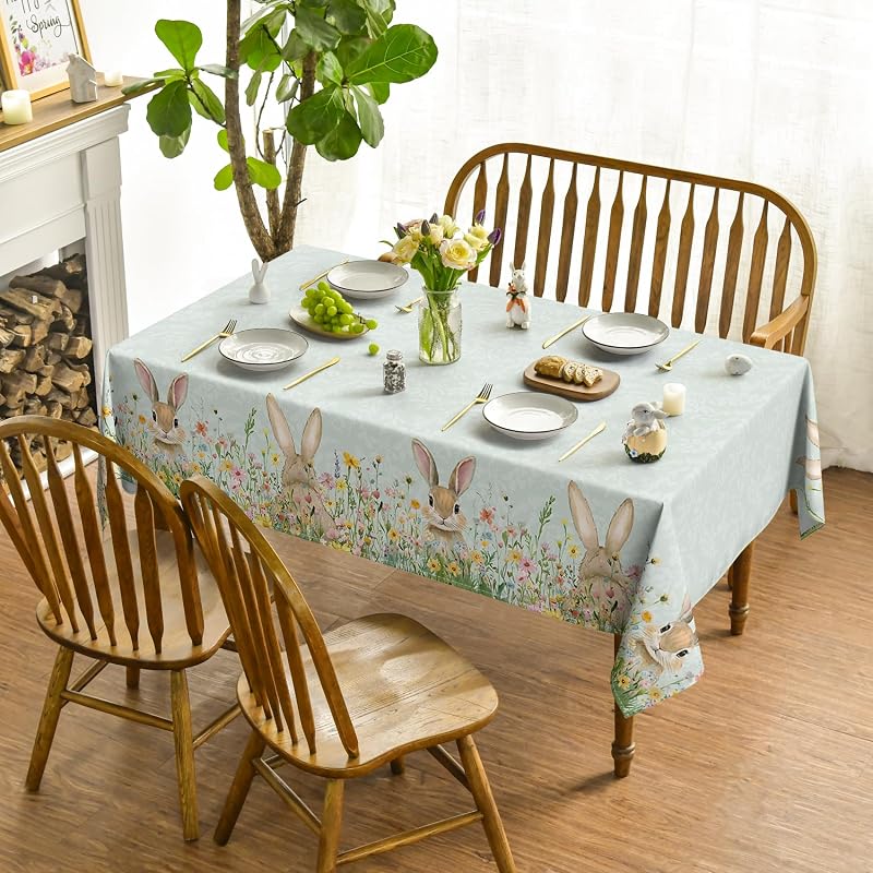 Mantel Pascua rectangular 52x70pulg diseño conejito verde
