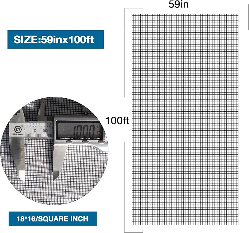Rollo malla fibra vidrio 59x100pulg repuesto puerta patio