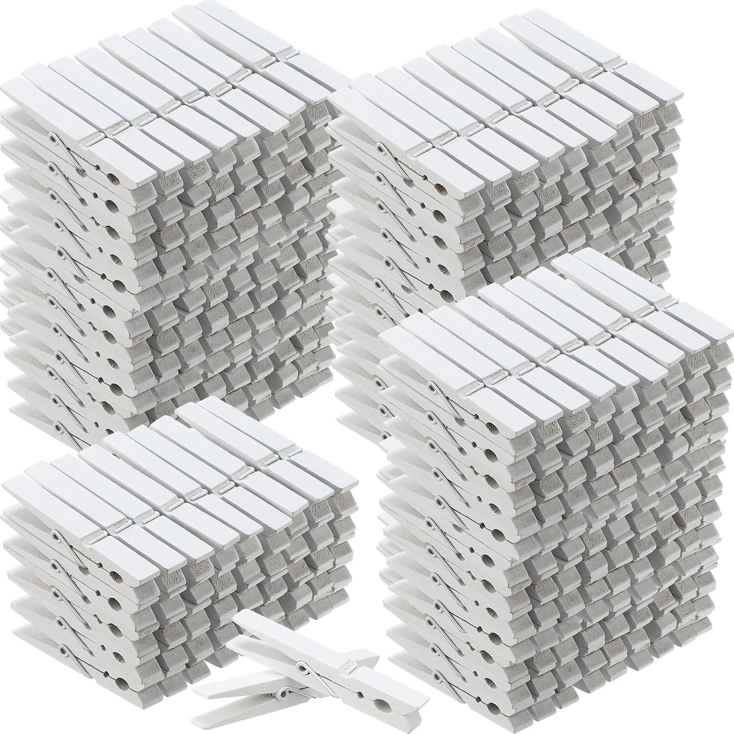 200 Pinzas Madera Resistentes para Colgar Ropa 4" Blanco