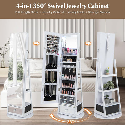 Armario joyas con espejo completo y 6 led
