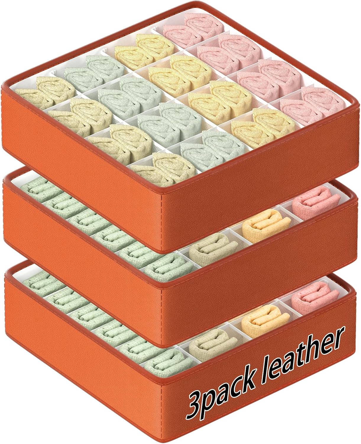 Organiz. cajones cuero 64 celdas plegable set 3