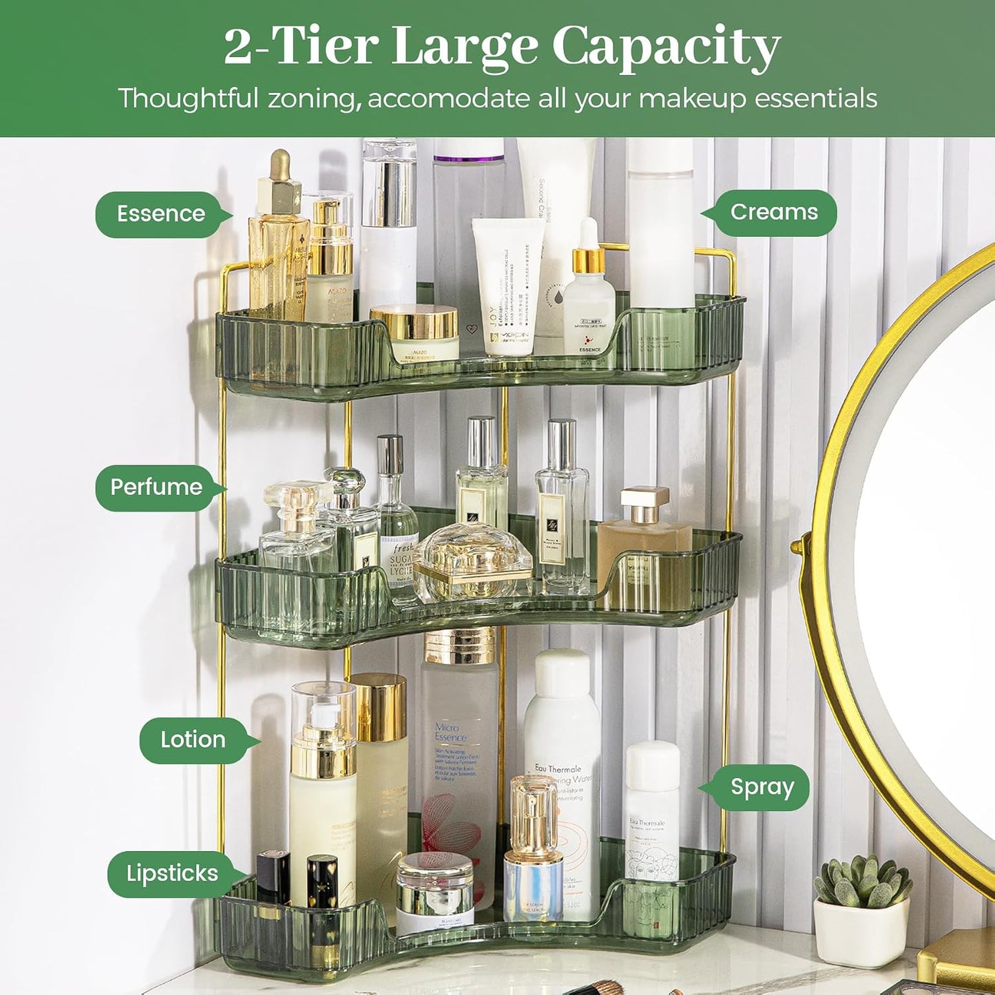 Organiz. baño 3 niveles para perfumes y cuidado de piel