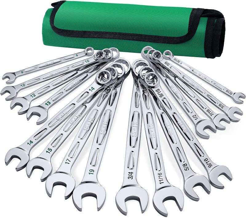 Set llaves combinadas SAE 5/16-3/4 8-17mm 16 Pzas SuperKrome