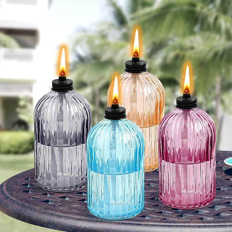 4 Linternas Cristal Citronela Exteriores Recargable Cubiertas