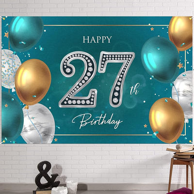 Fondo pancarta feliz cumpleaños 6x4ft verde plateado