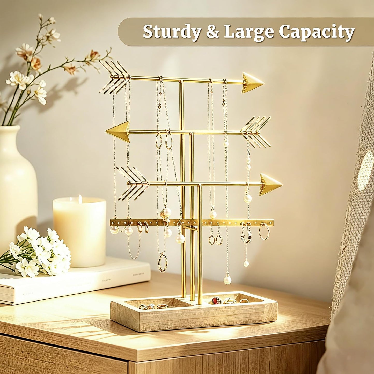 Soporte organiz. joyas oro 4 niveles madera
