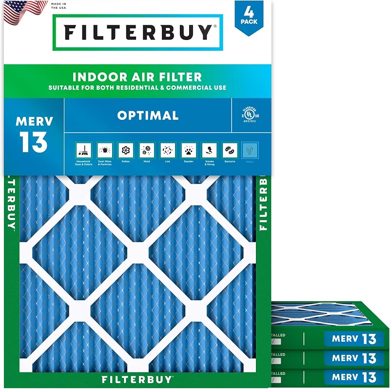 Filtro aire 24x25x1" MERV13 plisado HVAC AC 4 pzas