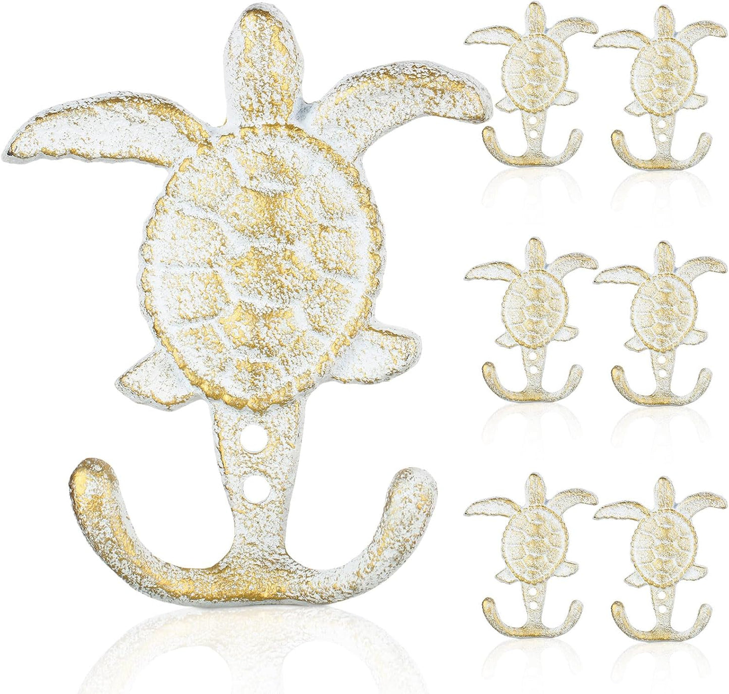 6 Ganchos Tortuga Hierro Fundido Toallas Vintage