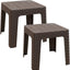 Mesa auxiliar cuadrada plástico exterior color marrón set 2