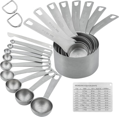 Set 19 cucharas y tazas acero inox 18/8 cocina